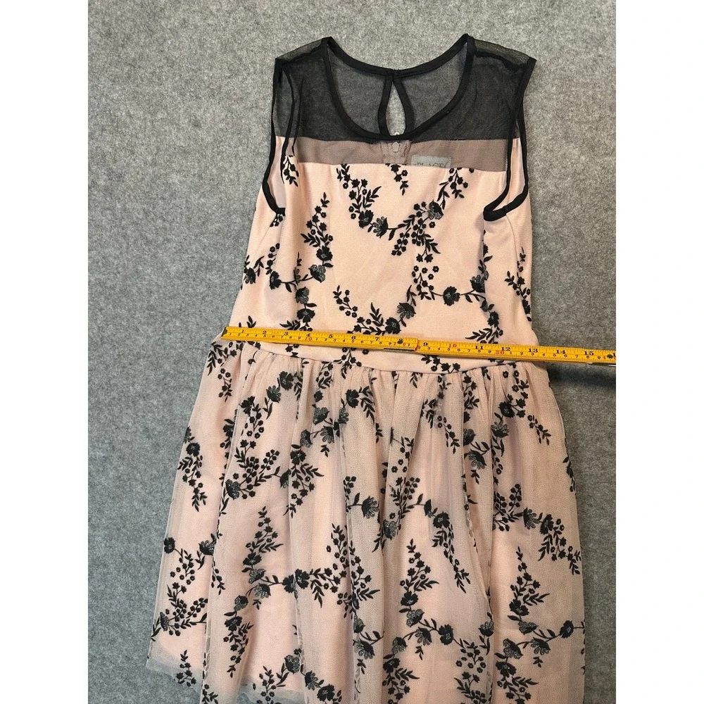 The Children's Place Floral Mesh Party Dress 12 Pink Black Embroidered Tulle